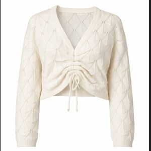 Anthropologie Flat White Cream V-Neck Sweater size XL